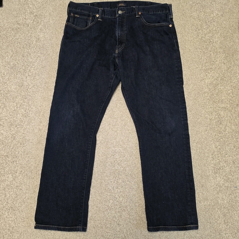 Polo Ralph Lauren Varick Slim Straight Jeans Mens 36x29 Dark Wash Denim Hemmed